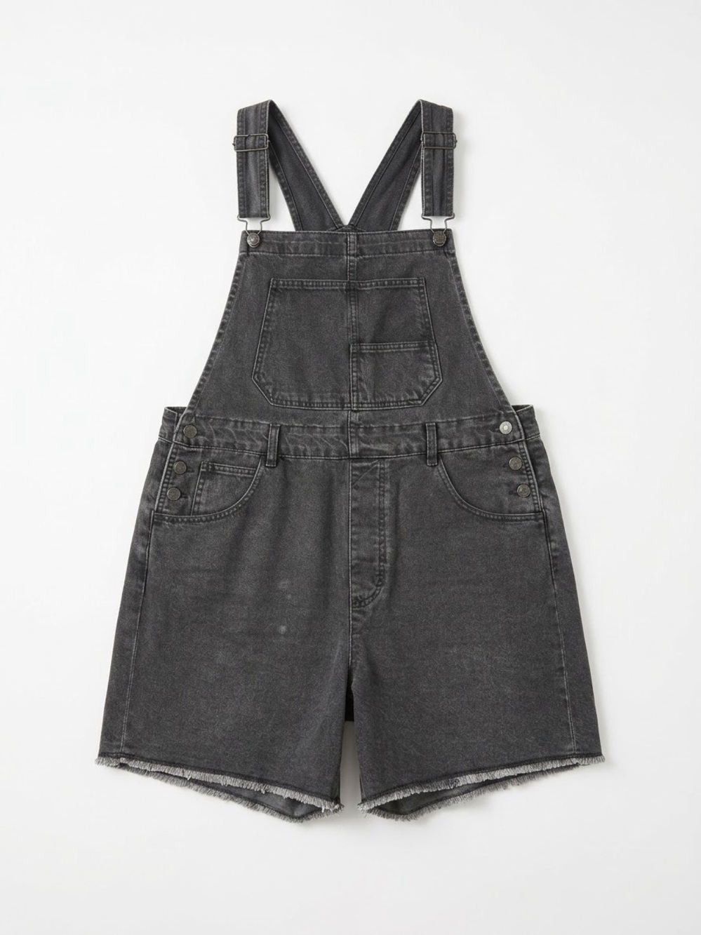 We The Free Charcoal Black Denim Short Overalls